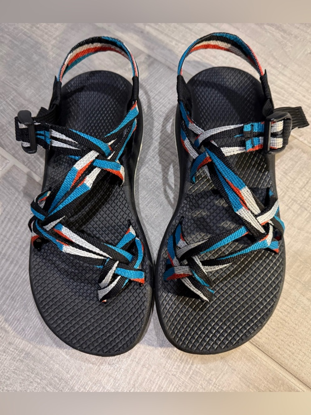 Chaco Strappy Hiking Sandals Women’s 9 Adjustable Outdoor Teal/Black